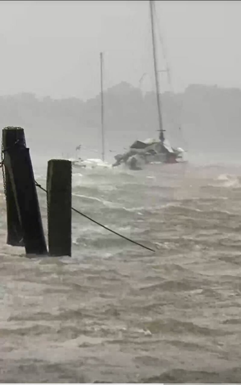 Dangerous sea conditions in Fernandina Beach during Hurricane Ian