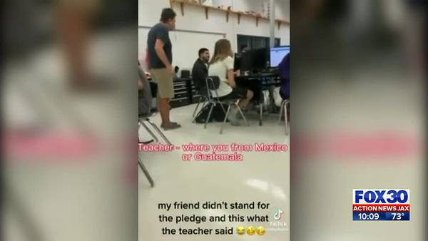 Viral video of Florida teacher yelling at student sitting during Pledge of Allegiance