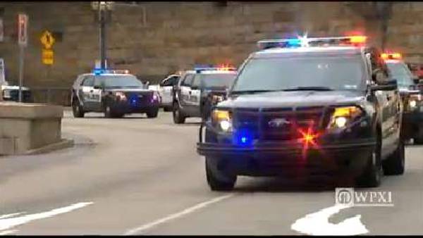 RAW: Police procession to K-9 Aren memorial