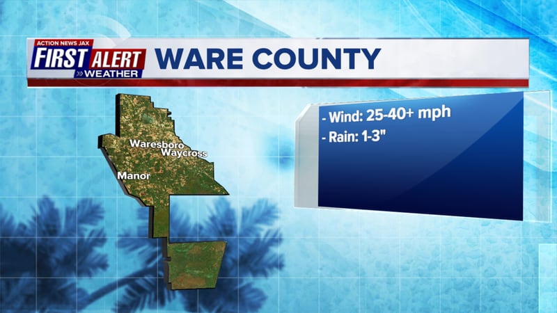 Nicole: Forecasted impacts for Ware County, Ga.