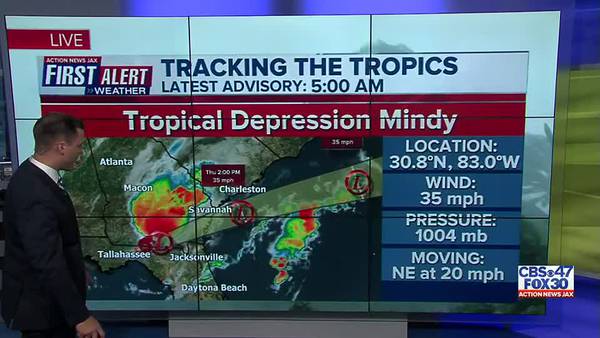 Mindy weakens to a tropical depression