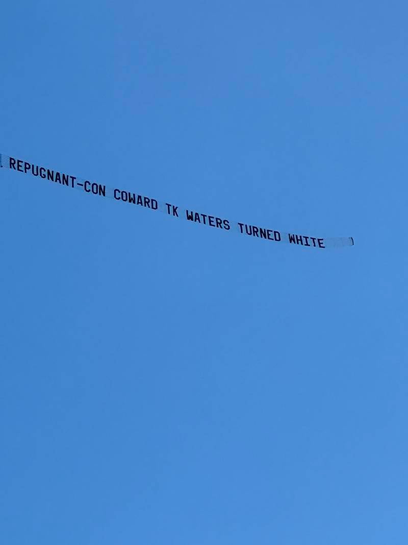 A plane flying a banner with an unflattering message about Jacksonville Sheriff TK Waters was spotted flying over downtown on Thursday afternoon.