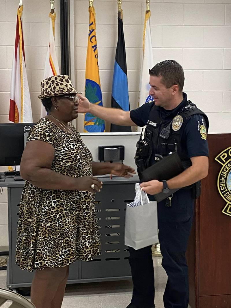 Officer Jarman was awarded for outstanding customer service to the community.
