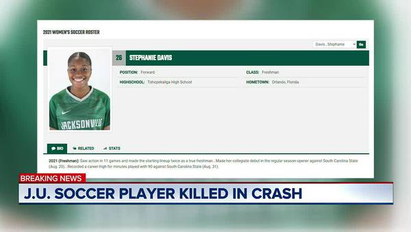Jacksonville University freshman soccer player killed in crash Sunday