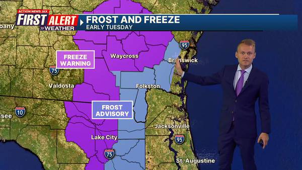 Inland frost and freeze tonight