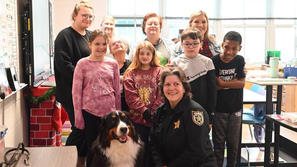 Nassau County Sheriff's Office K9 Tank visits elementary school to teach kids about service animals