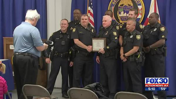 ‘This is what we do every single day:’ Jacksonville detective who saved baby among officers honored