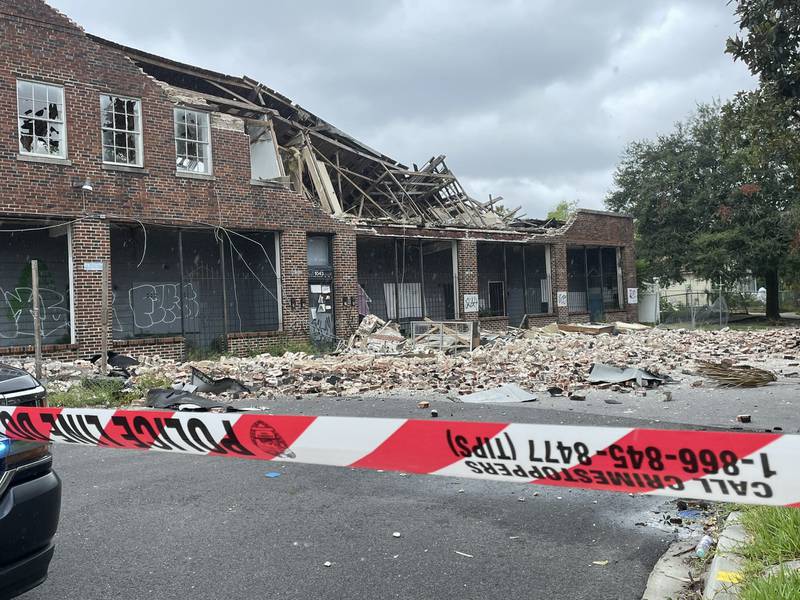 Abandoned building in Springfield damaged during Idalia