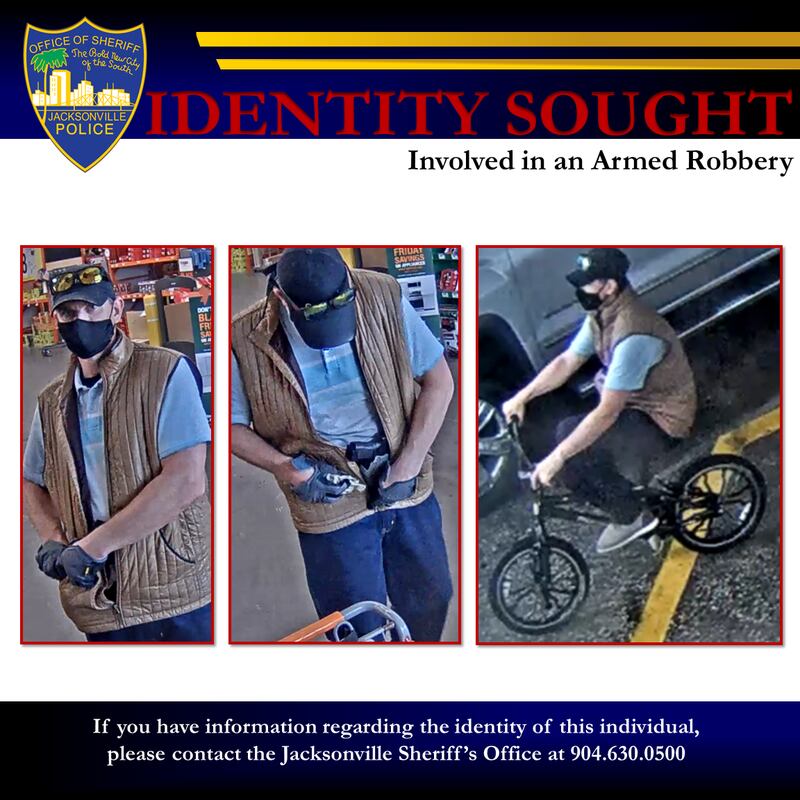 Jacksonville police seeking man who robbed business, left on BMX bike