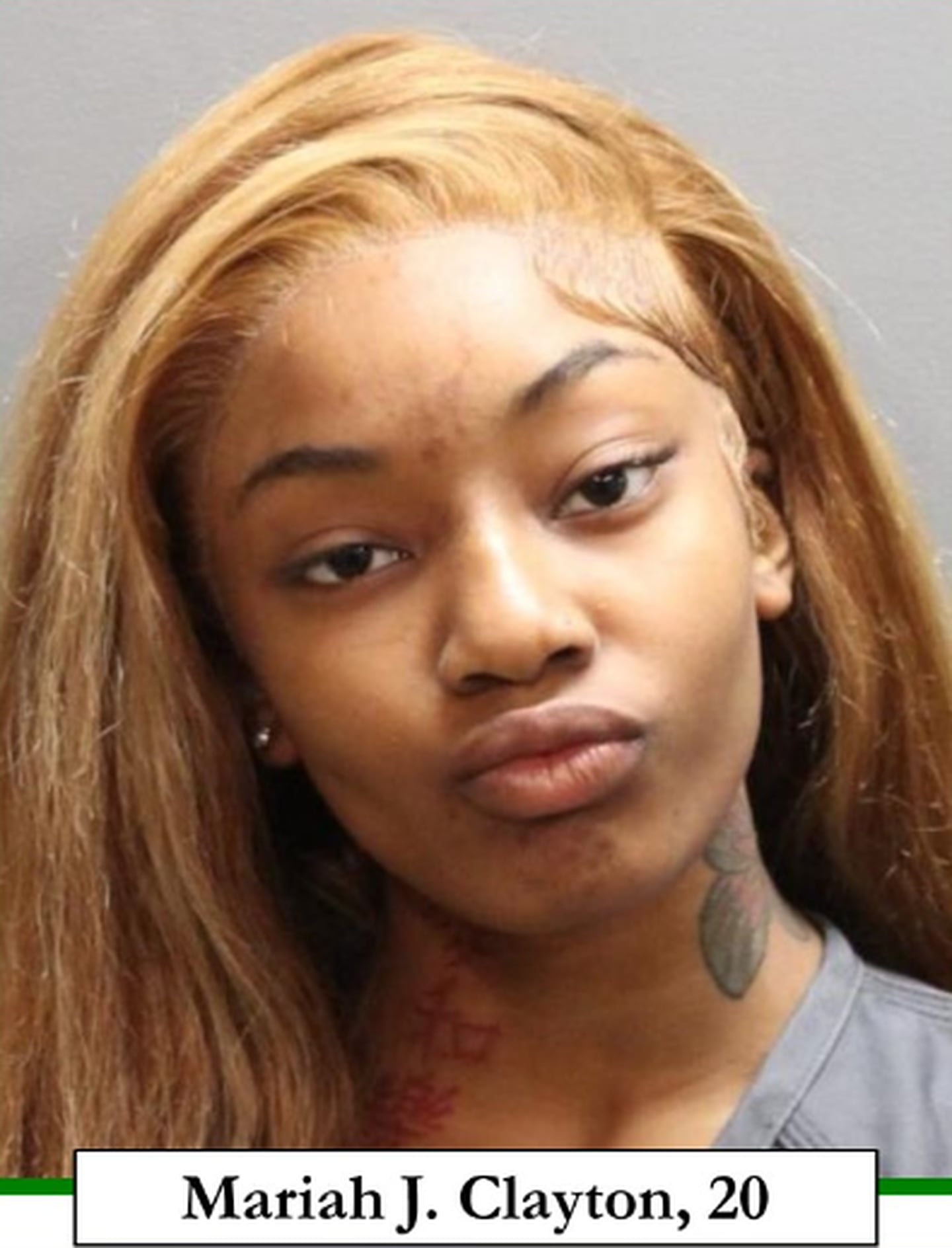 Mariah Clayton, 20, was arrested by police for manslaughter in the death of a woman back in May.