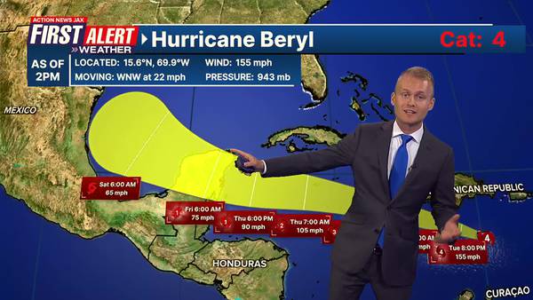 Hurricane Beryl approaching Jamaica