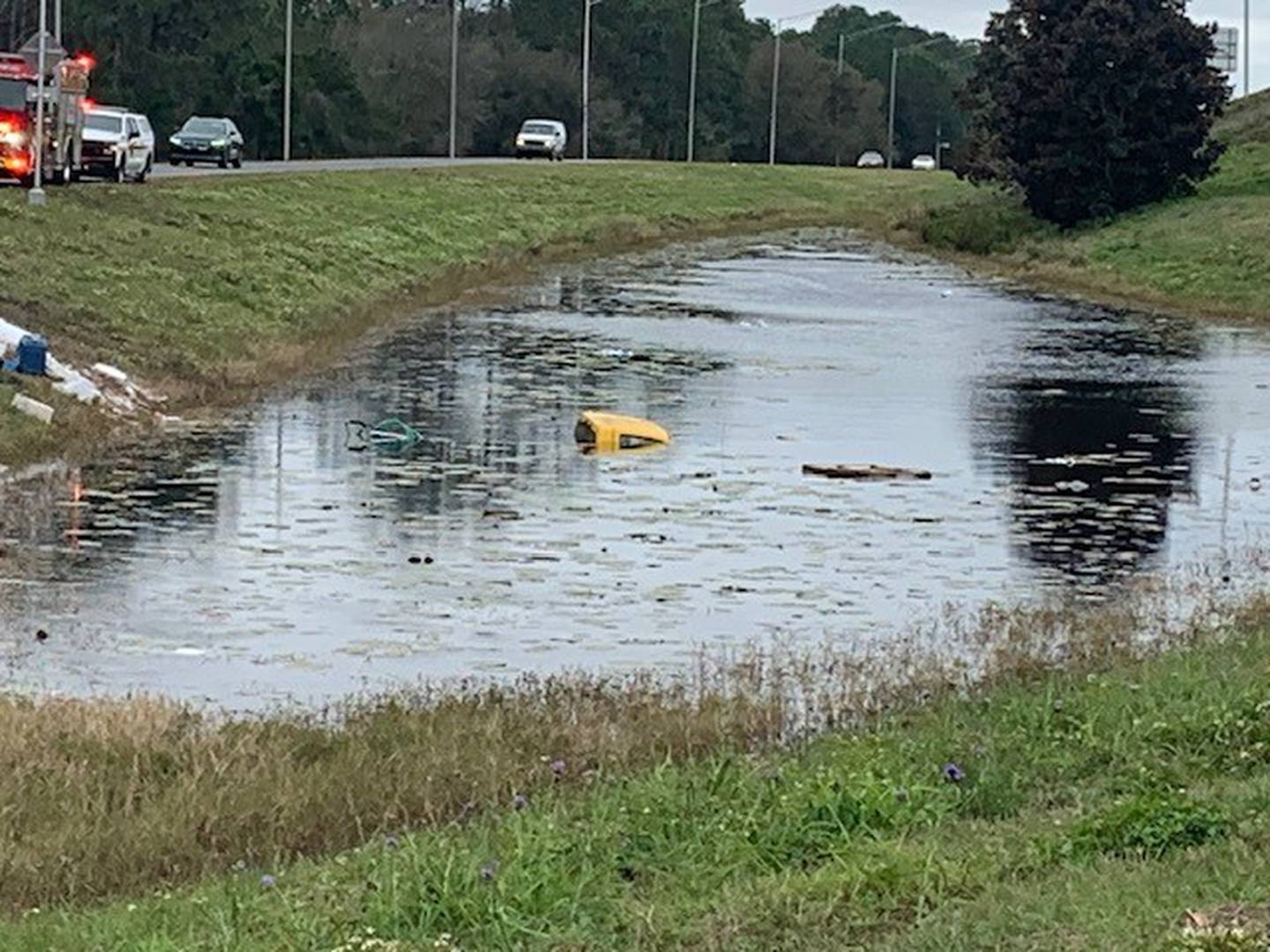 JFRD said a truck entered a retention pond on I-295 north at the St. John's Bluff exit.