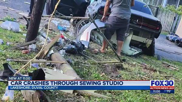 Local woman looking to relocate business after car crashes through sewing studio