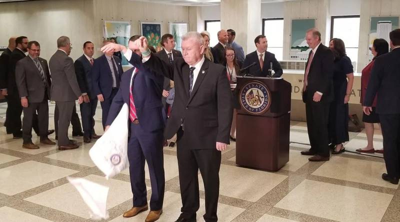 A traditional hanky drop ended the 2022 regular legislative session.