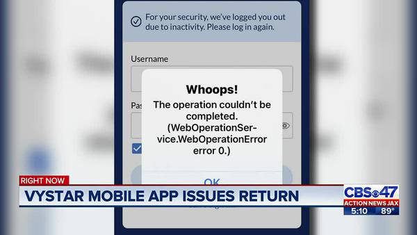 VyStar mobile app issues return