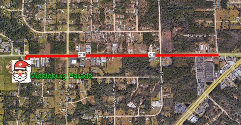 Route for the Middleburg Christmas Parade on Dec. 9 at 3 p.m.