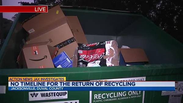 INVESTIGATES: No timetable on when curbside recycling returns to Jacksonville, city official says