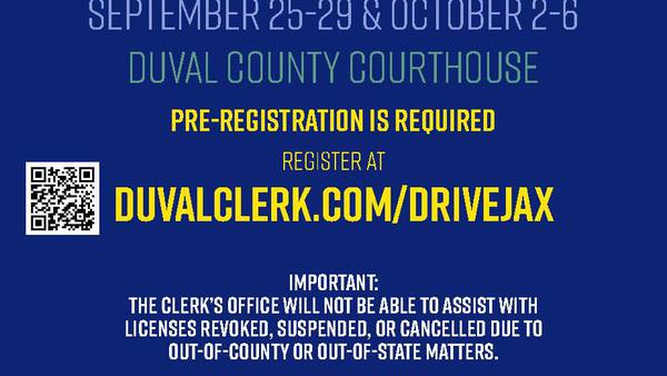 Duval County Clerk’s Office holding ‘Let’s Drive Jax!’ driver’s license reinstatement event