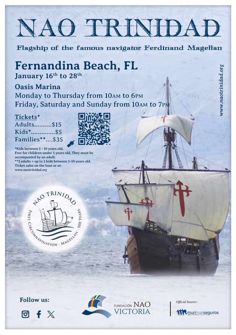 Ferdinand Magellan’s replica Nao Trinidad arrives in Fernandina Beach