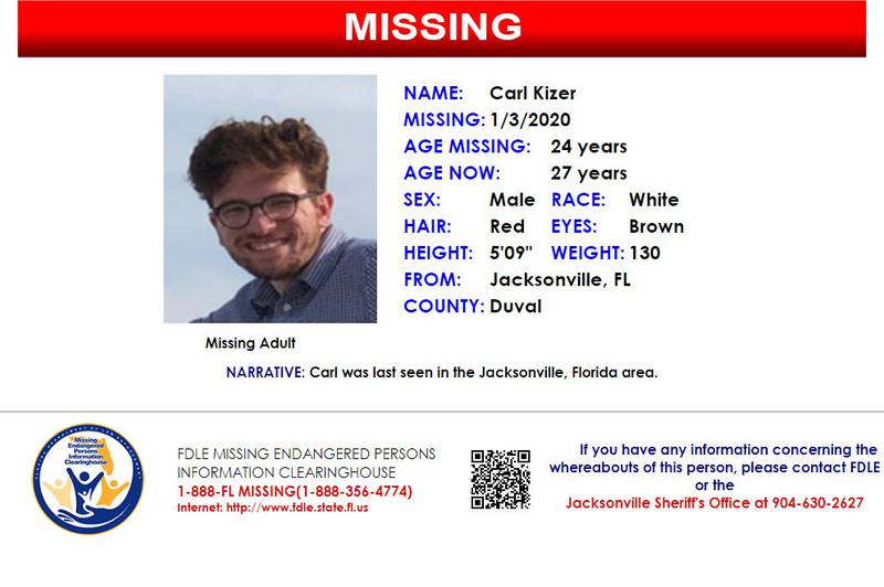 Carl Kizer was reported missing from Jacksonville on Jan. 3, 2020.
