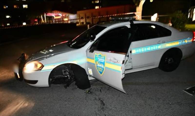 One of several JSO patrol cars damaged during an officer-involved shooting on Apr. 18, 2023.