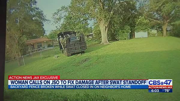 ‘It should be repaired’: JSO SWAT damages Jacksonville woman’s yard during stand-off with neighbor 