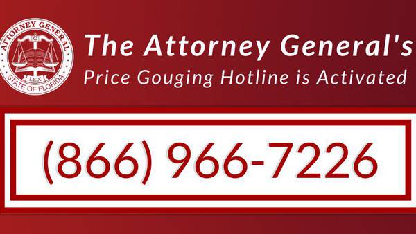 Attorney General Ashley Moody extends price gouging hotline after State of Emergency declared for Hurricane Milton