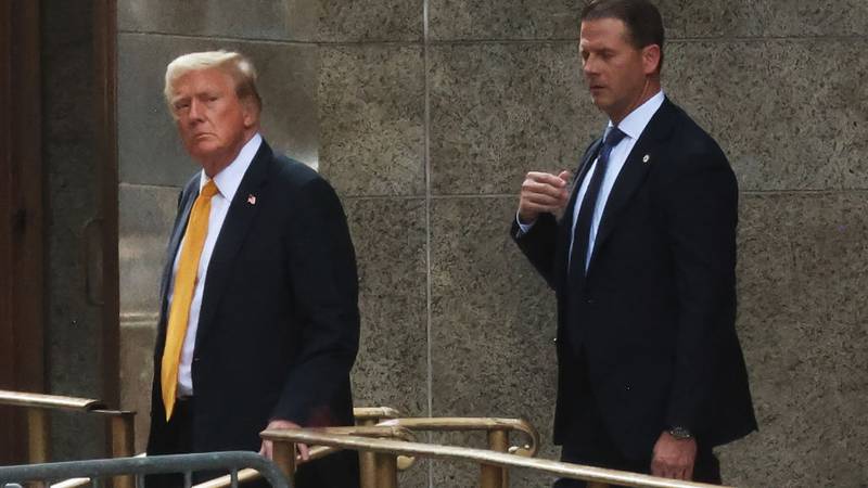 Former President Donald Trump outside a New York City courtroom.