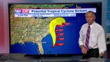 Forecast track issued for tropical system, which is well east of Florida