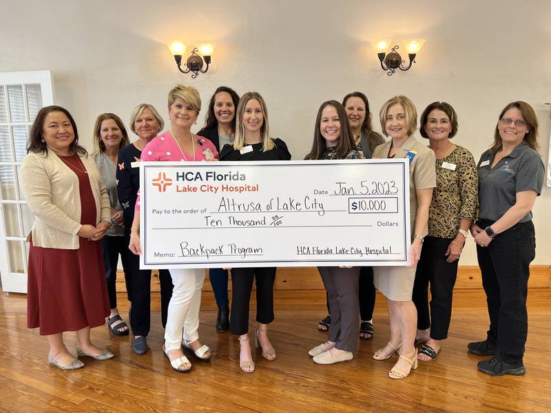 A $10,000 donation was made to Altrusa of Lake City’s Backpack Program to feed children in need.