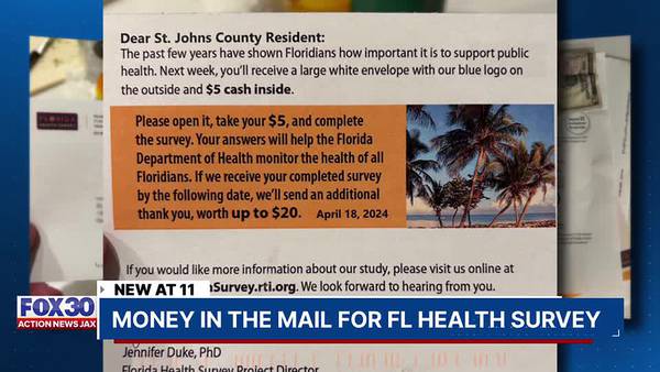 Department of Health sending money to random addresses for completing survey