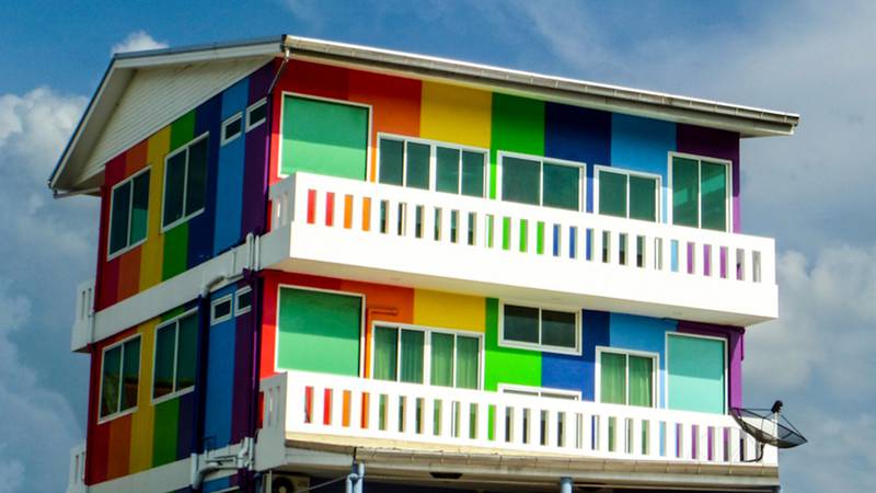 Ryan Bayse painted his apartment in an array of rainbow colors.