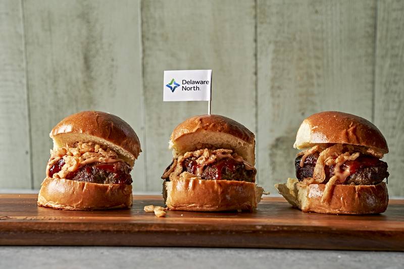 Meatloaf Sliders: House-made meatloaf slider topped with brown sugar BBQ sauce, ketchup aioli and crispy onions on a mini brioche bun. Available at Duuuval Coastal Kitchen at Section 125 and Duuuval Coastal Kitchen Express at Section 149.