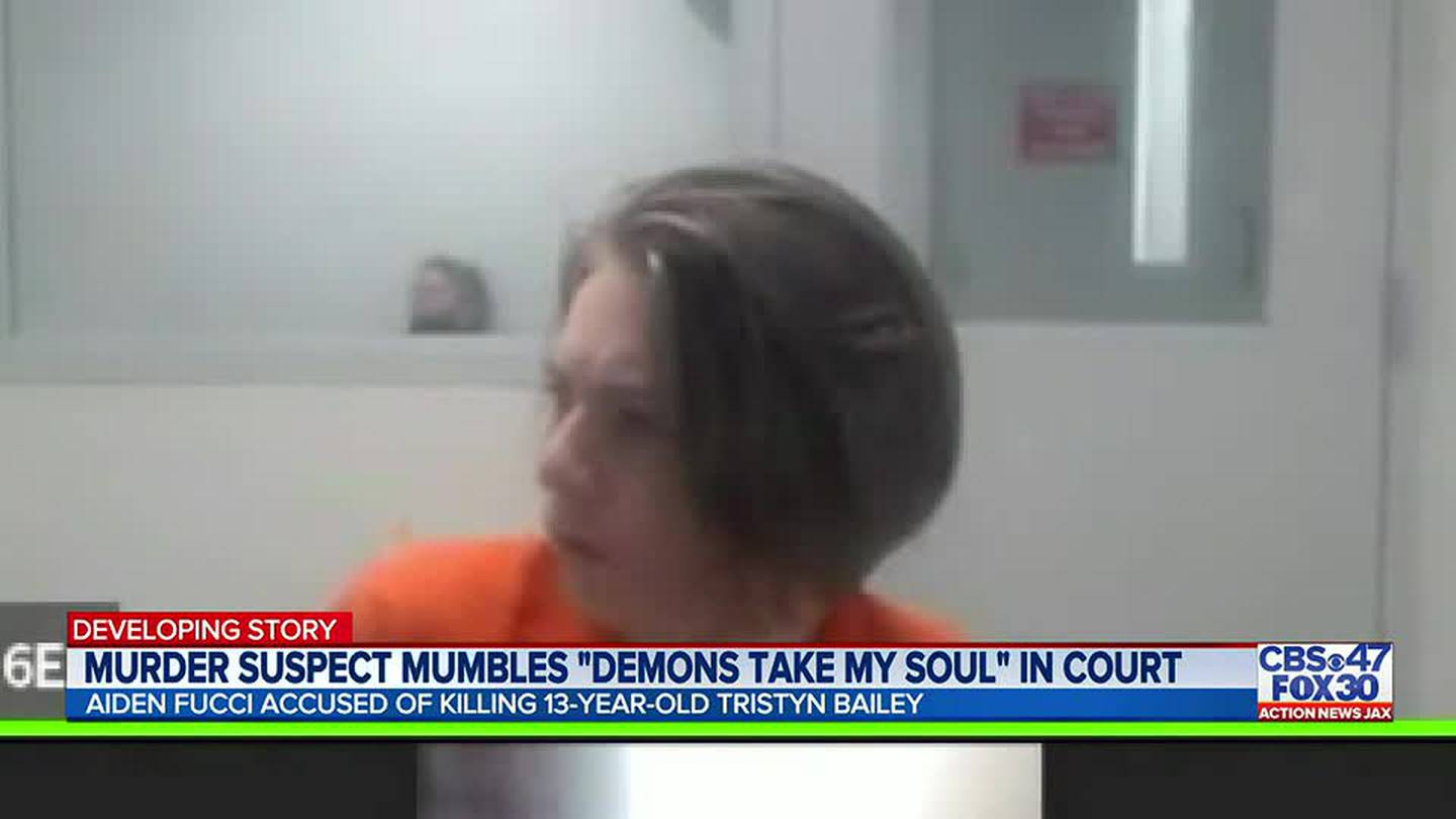 Murder suspect Aiden Fucci mumbles #39 Demons take my soul #39 in court