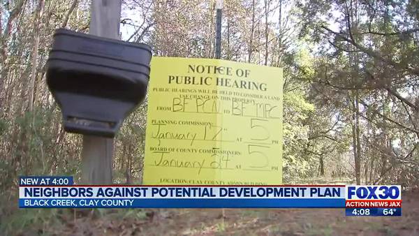 Clay County neighbors upset over potential development plan near Black Creek