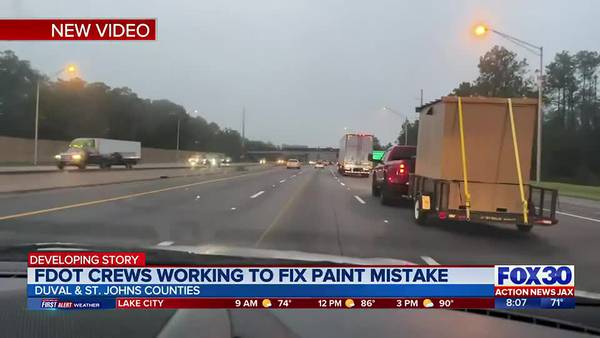 Yellow paint removal to begin Monday night on Interstate 95, FDOT cautions for slowdown