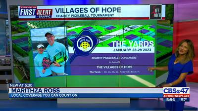 Mike Buresh, Marithza Ross playing in The Hope Cup, charity pickleball game for Villages of Hope