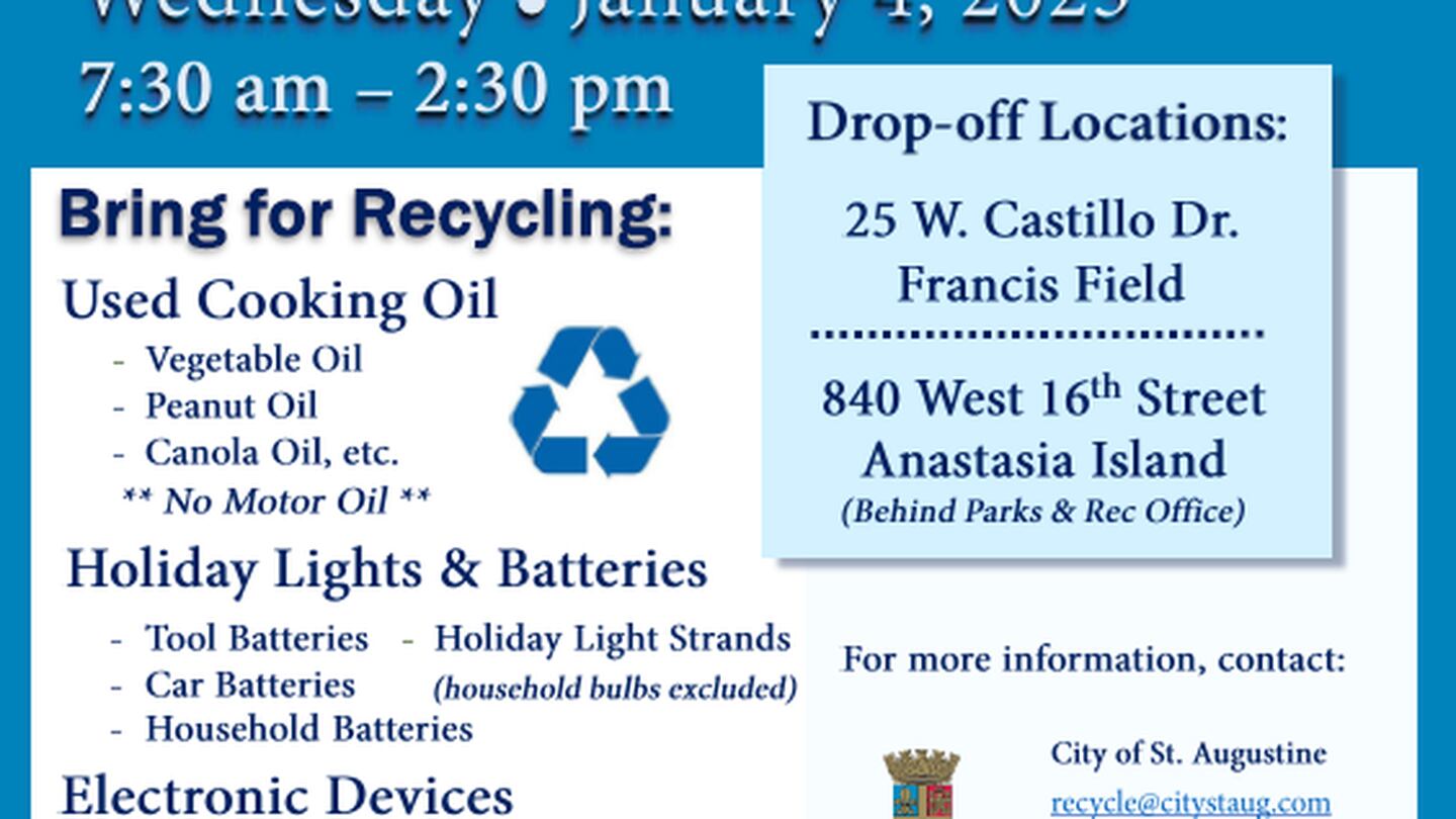 St. Johns recycling event to promote proper cooking oil and E-waste disposal