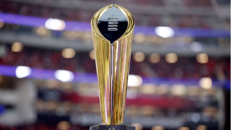 The winner of the College Football Playoff will hoist this national championship trophy.