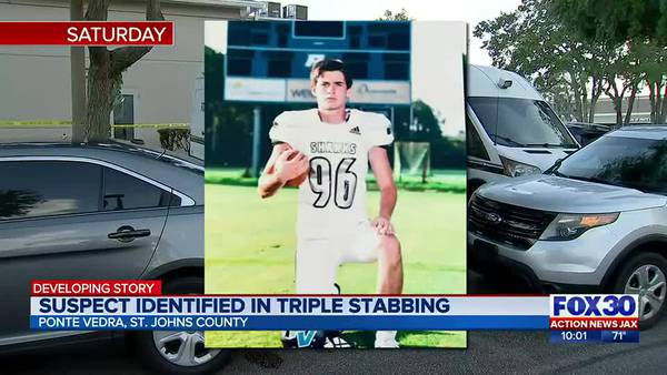 Suspect identified in triple stabbing