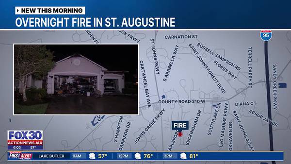3 people, pets displaced after fire destroys St. Augustine home, officials say
