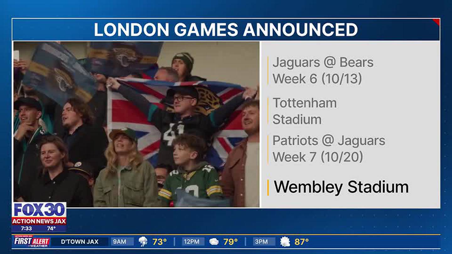 The Jags will play Chicago Bears, New England Patriots in London this season â Action News Jax