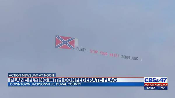 Confederate flag flies again over downtown Jacksonville to protest removal of monuments