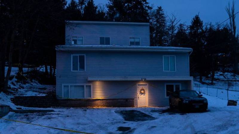 MOSCOW, ID - JANUARY 3: Police tape surrounds a home that was the site of a quadruple murder on January 3, 2023 in Moscow, Idaho. A suspect has been arrested for the murders of the four University of Idaho students. (Photo by David Ryder/Getty Images)