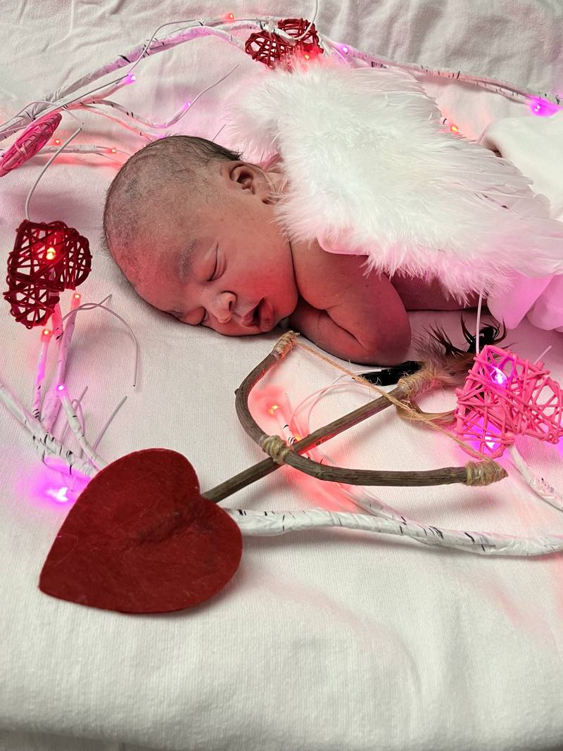 A beautiful baby girl joined two other babies born on Valentine's Day.