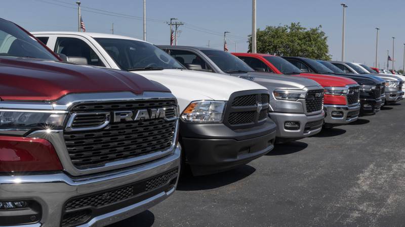 Line of Ram trucks