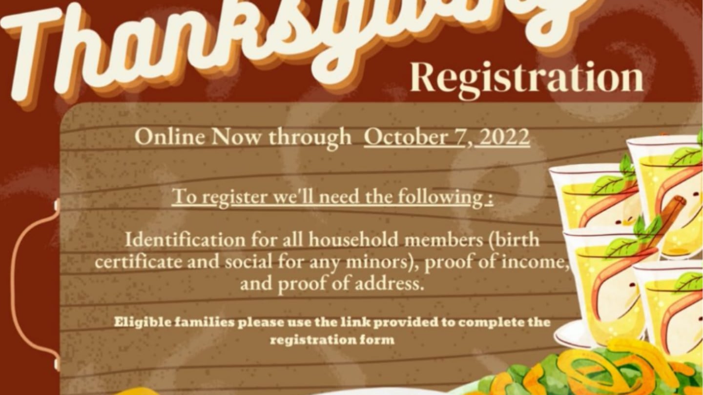 Salvation Army is now taking Thanksgiving applications for those who