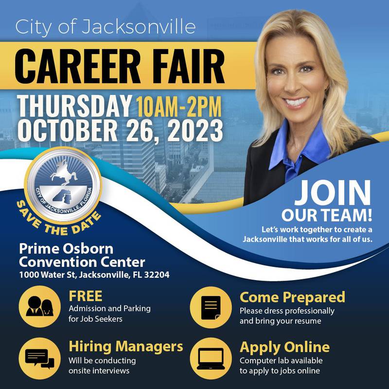 City of Jacksonville will be hosting its career fair on Thur., Oct. 26 beginning at 10 a.m.