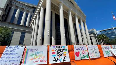 ‘Proud to Say Gay:’ Dozens gather at Duval County Courthouse in support of LGBTQ+ rights
