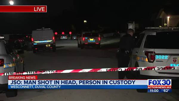 JSO: Man shot in head, person in custody
